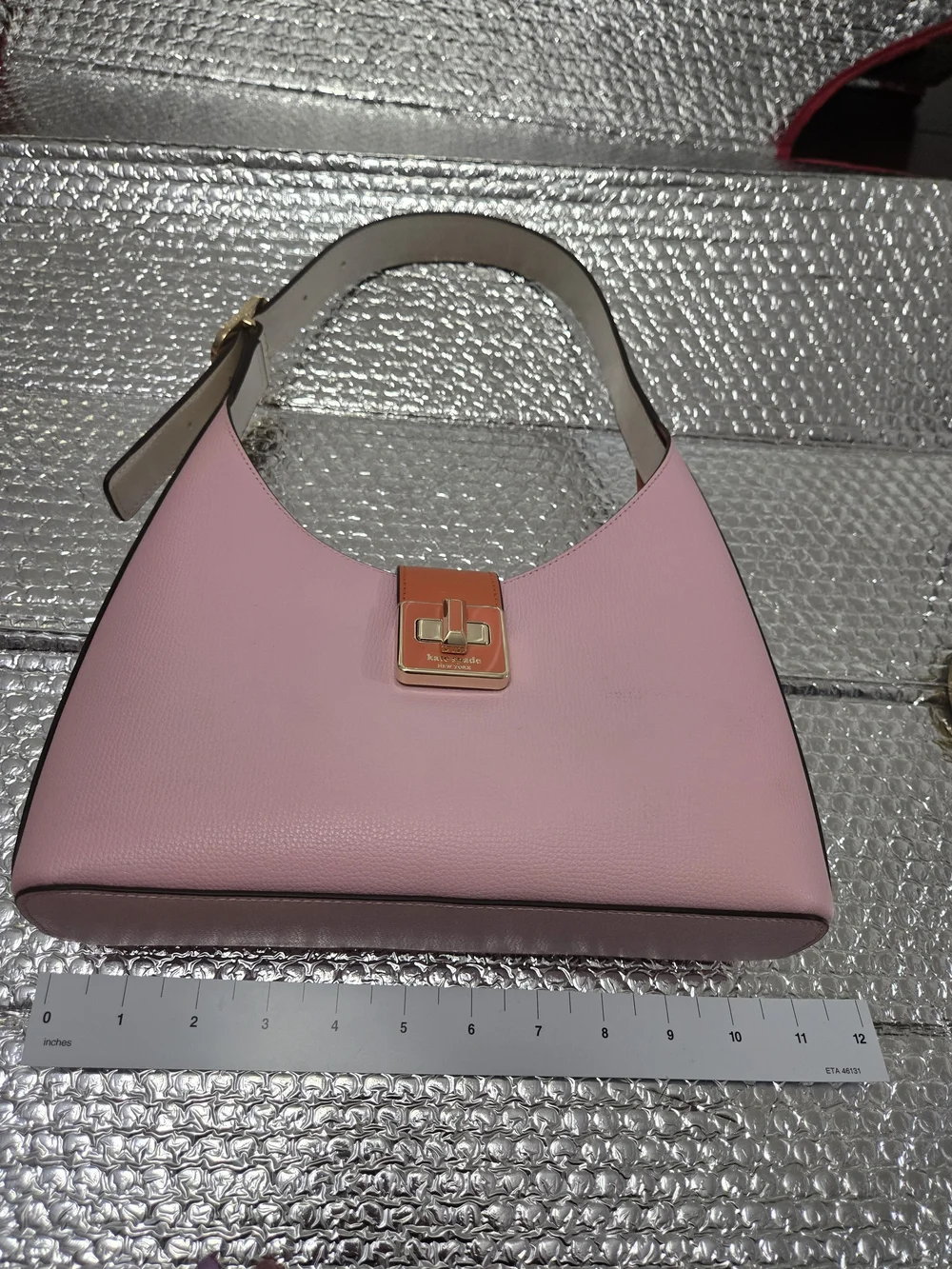 Kate Spade  Pink Leather Shoulder Bag with Orange/ Off White Accent
